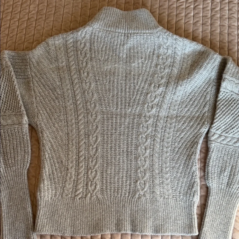 Veronica Beard Light Gray Cable Knit Turtleneck Sweater - Picture 5 of 5